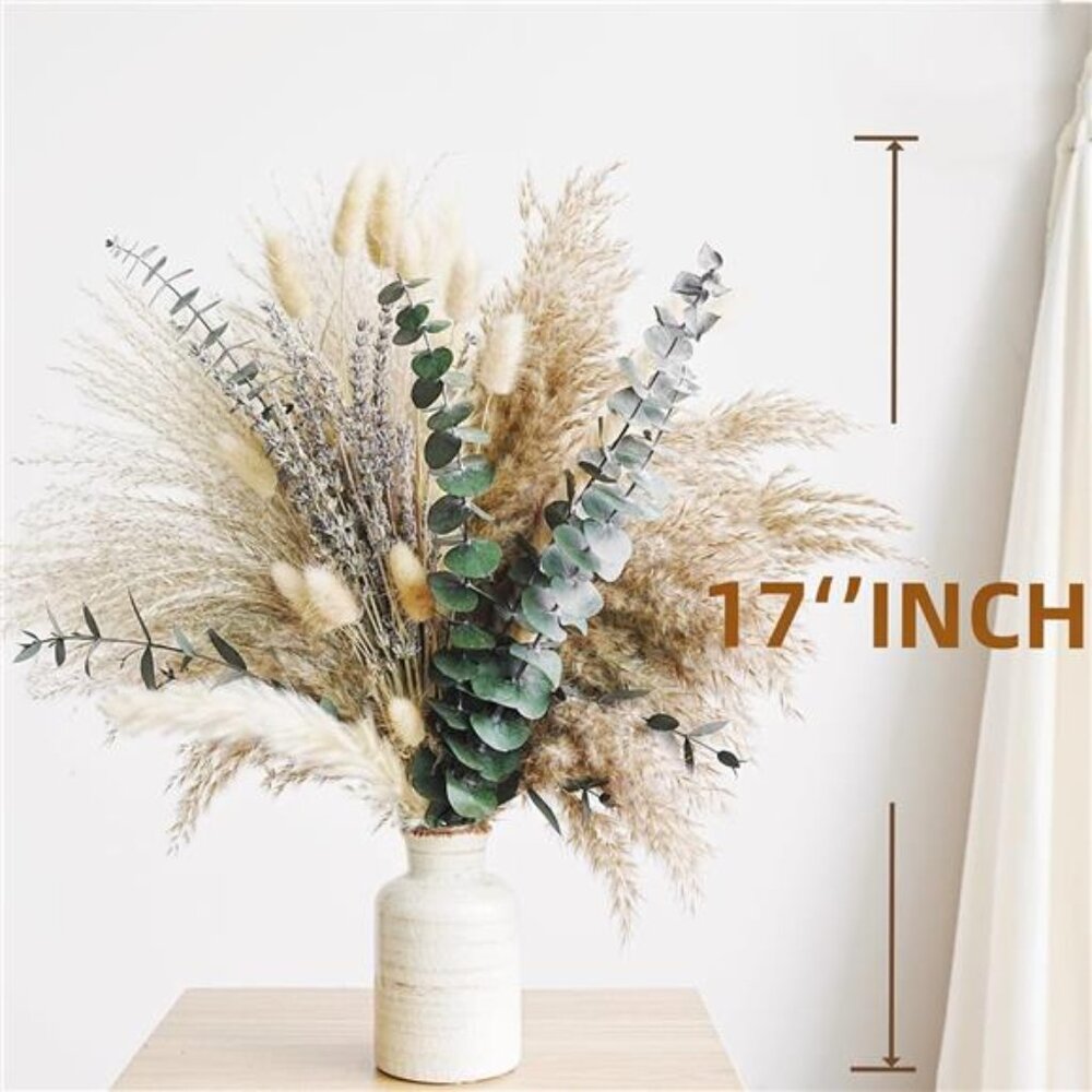 Green Pampas Grass Boho Bouquet – Exquisite Lavender and Eucalyptus Dried Flower - Picture 2 of 8